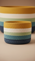Cotton woven storage basket with handles